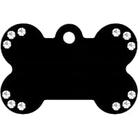 Quick-Tag Black Crystal Bone Personalized Engraved Pet ID Tag, Large