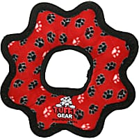 Tuffy's Red Paw Print Ultimate Gear Ring Tug Dog Toy