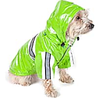 Pet Life Green Reflecta-Glow Reflective Waterproof Adjustable Pvc Pet Raincoat