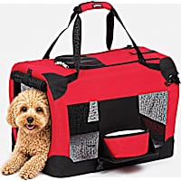 Pet Life Folding Deluxe 360 Vista View House Carrier in Red