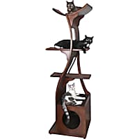 The Refined Feline Lotus Tower Cat Tree in Mahogany