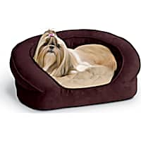 K&H Deluxe Ortho Bolster Sleeper Dog Bed in Eggplant with Paw Prints