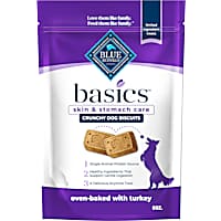 Blue Buffalo Basics Skin & Stomach Care Turkey Recipe Crunchy Dog Biscuit Treats