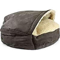 Snoozer Luxury Orthopedic Cozy Cave Pet Bed in Dark Chocolate & Cream