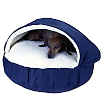 Snoozer Orthopedic Cozy Cave Pet Bed in Navy & Cream