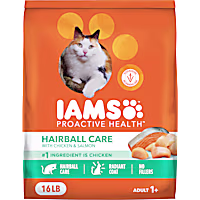 IAMS ProActive Health Adult Hairball Care Dry Cat Food with Chicken and Salmon Cat Kibble