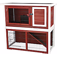 TRIXIE Natura Animal Hutch with Enclosure in Brown & White
