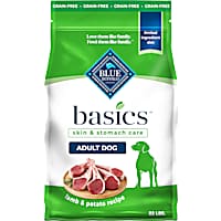 Blue Buffalo Basics Skin & Stomach Care, Limited Ingredient, Lamb & Potato Recipe for Adult Grain-Free Dry Dog Food