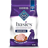Blue Buffalo Basics Skin & Stomach Care, Limited Ingredient Diet, Turkey Recipe Senior Dry Dog Food