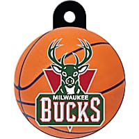 Quick-Tag Milwaukee Bucks NBA Circle Personalized Engraved Pet ID Tag, Large