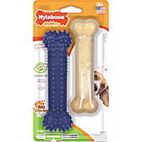 Nylabone Dental Chew and Flexi Bone Combo Pack Dog Chew Toys Chicken Medium/Wolf - Up to 35 lbs