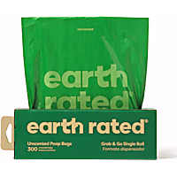 Earth Rated Unscented Leakproof Dog Poop Bags on 1 Grab-and-Go Single Roll