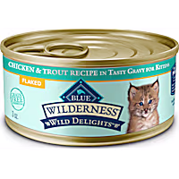 Blue Buffalo Wilderness Wild Delights Flaked Chicken & Trout in Tasty Gravy Natural Wet Food for Kittens