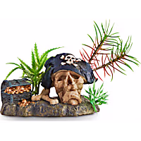 Imagitarium Pirate Skull with Plant Aquatic Decor