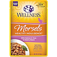 Wellness Healthy Indulgence Natural Grain Free Morsels with Salmon & Tuna in Savory Sauce Wet Cat Food