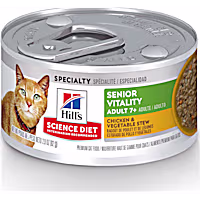Hill's Science Diet Adult 7+ Senior Vitality, Chicken & Vegetable Stew Canned Wet Cat Food