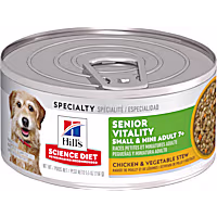 Hill's Science Diet Adult 7+ Senior Vitality Small, Mini Chicken & Vegetable Stew Canned Dog Food