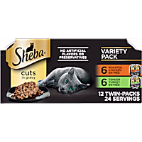Sheba Perfect Portions Roasted Chicken & Tender Turkey Wet Cat Food Cuts in Gravy Variety Pack