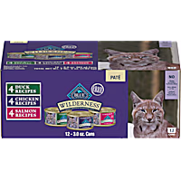 Blue Buffalo Wilderness Natural Adult Chicken, Salmon, Duck Pate Variety Pack Wet Cat Food