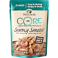 Wellness CORE Simply Shreds Natural Grain Free Tuna & Shrimp Wet Cat Food Mixer or Topper