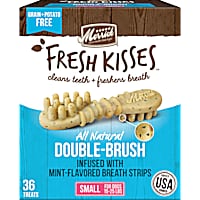 Merrick Fresh Kisses Natural Dental Chews, Toothbrush Treat Shape Infused With Real Mint for Small Dogs 15-25 lbs.