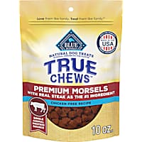 Blue Buffalo True Chews Made in the USA with Natural Ingredients, Steak Premium Morsels Dog Treats