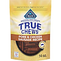 Blue Buffalo True Chews Made in the USA with Natural Ingredients, Pork and Chicken Sausage Recipe Dog Treats