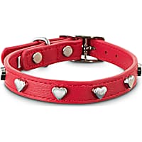 Bond & Co. All Heart Red Leather Dog Collar