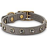 Bond & Co. Jeweled Gray Suede Dog Collar