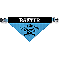 Custom Personalization Solutions Personalized Bad To The Bone Dog Bandana Collar Cover Blue