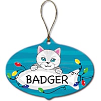 Custom Personalization Solutions Personalized Ceramic Cat Ornament White