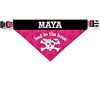 Custom Personalization Solutions Personalized Bad To The Bone Dog Bandana Collar Cover Pink