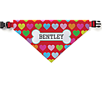 Custom Personalization Solutions Personalized Rainbow Hearts Dog Bandana Collar Cover