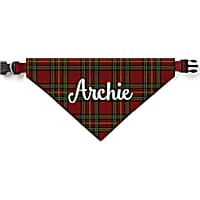 Custom Personalization Solutions Christmas Plaid Personalized Pet Bandana Collar Cover