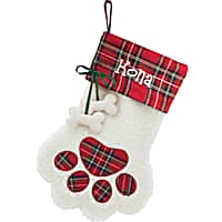 Custom Personalization Solutions Personalized Red Plaid Dog Paw Stocking