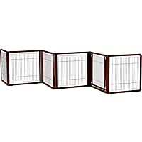 Richell Convertible Elite Pet Gate 6-Panel in Cherry Brown