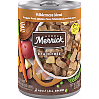 Merrick Grain Free Premium Soft and Wholesome Wilderness Blend Recipe Canned Adult Wet Dog Food