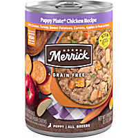 Merrick Grain Free Premium Soft and Gluten Free Canned Puppy Plate Chicken Recipe Wet Dog Food
