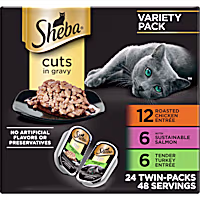 Sheba Perfect Portions Chicken, Salmon & Turkey Flavor Wet Cat Food Cuts in Gravy Variety Pack