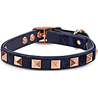 Bond & Co. Blue Velvet and Rose Gold Dog Collar