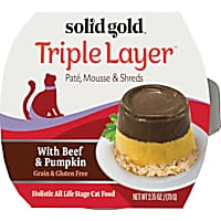Solid Gold Triple Layer Wet Cat Food with Beef & Pumpkin; Pate, Mousse and Shreds