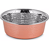 EveryYay Dining In Copper-Plated and Hammered Stainless-Steel Dog Bowl