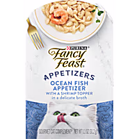 Fancy Feast Lickable Appetizers Grain Free Ocean Fish with a Shrimp Wet Cat Food Topper