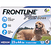 FRONTLINE Plus Flea & Tick Spot Treatment for Medium Breed Dogs 23 - 44 lbs. (Blue)
