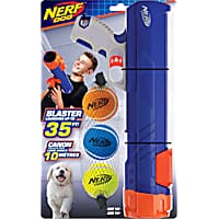 Nerf Gift Set Blaster & Three Squeak Tennis Balls Blue/Orange/Gray and Blue, Green and Orange Dog Toy