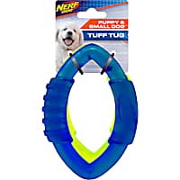 Nerf Translucent TPR Football Ring Blue and Green Dog Toy