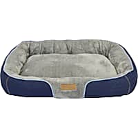 Dallas Manufacturing Denim Bolster Blue Piping Dog Bed