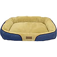 Dallas Manufacturing Denim Bolster Wine Piping Dog Bed