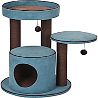 PetPals Group Meadows Chenille Two Level Cat Tree With Spacious Perches & Paper Rope Post