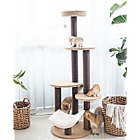 PetPals Group Clement Fleece Multi-Level Cat Tree With Rubber Massager & Perches